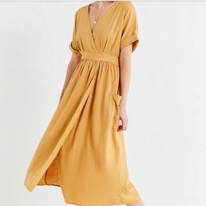 UO Mustard yellow wrap dress